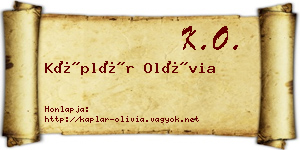 Káplár Olívia névjegykártya